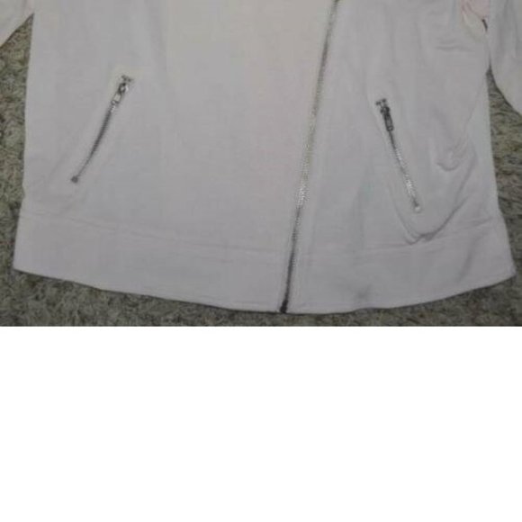 Womens Moto Jacket Candies Pink Medium Long Sleeve Crop Zip Front Studded Collar - Picture 4 of 6